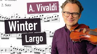 A Vivaldi  Winter Largo  The Four Seasons  violin sheet music  piano accompaniment [upl. by Oehsen]