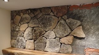 Natural Stone Veneer Installation Fireplace [upl. by Hike]