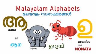 Malayalam Swaraksharangal With Words and Pictures  Malayalam Alphabets  മലയാളം സ്വരാക്ഷരങ്ങൾ [upl. by Necaj797]