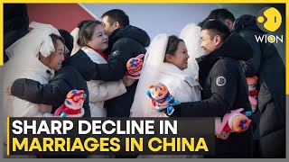 Chinas Marriage Rate Crash to Record Low  World News  WION [upl. by Ocir]