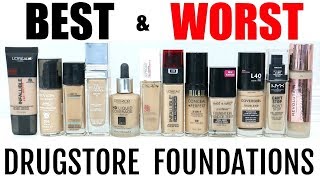 BEST amp WORST Drugstore Foundations Reviews  Best Drugstore Makeup Series 2019 [upl. by Chrotoem]