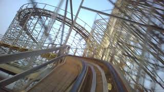 Great White Front Car onride POV Wooden Roller Coaster 4K August 5 2021 Wildwood NJ Moreys Pier [upl. by Esyle]