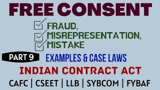 Fraud  Misrepresentation  Mistake  Free Consent  Indian Contract Act  Caselaws  Example [upl. by Gaylene]