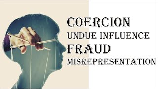 Coercion Undue Influence Fraud Misrepresentation  Indian Contract Act 1872  Law Guru [upl. by Adnalra346]