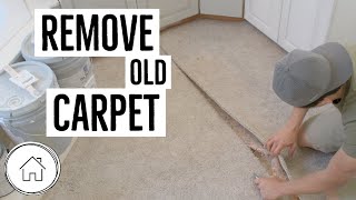 DIY How to remove carpet  the EASY WAY [upl. by Willner]