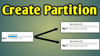 Partition In Windows 10 After Installation  How To Create Partition In Hp Laptop Windows 10 [upl. by Myles]