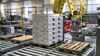 Fully automatic robot palletizing system [upl. by Notsud]