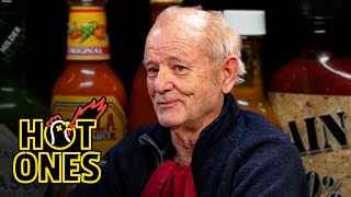 Bill Murray Doesn’t Flinch While Eating Spicy Wings  Hot Ones [upl. by Padget228]