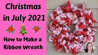 How to Make a Ribbon Wreath 1  Christmas Ribbon Wreath  Dollar Tree DIY [upl. by Gazzo]