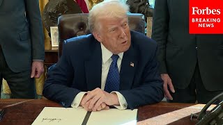 NEW Trump Signs Multiple Executive Orders While Taking Questions From Reporters [upl. by Amaerd]