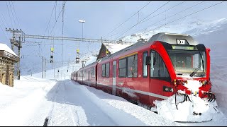 ★ 4K Cab ride 🇨🇭St Moritz  🇮🇹Tirano fresh snow strong winds amp snowdrifts 032020 [upl. by Robma]