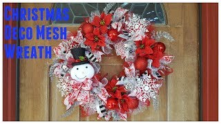 Tricias Creation Christmas Deco Mesh Wreath Dollar Tree [upl. by Tanah]