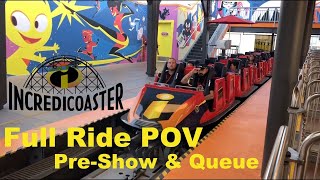 The Incredicoaster PIXAR Pier at Disney California Adventure Full Queue PreShow Ride POV [upl. by Bowerman]