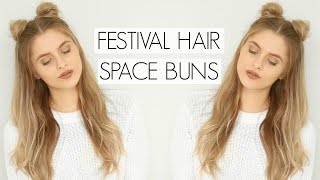 Festival Hair  Space Buns  Fashion Influx [upl. by Paley]