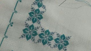 cross stitch design  cross stitch design for bedsheets tablecloths  dosuti design [upl. by Ario]