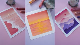 5 Easy Oil Pastel Sunset Drawing Ideas [upl. by Aneerbas646]