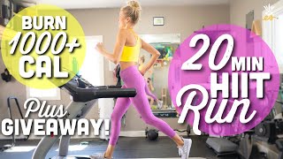 20Min Interval Run  Giveaway  Burn 1000 Calories [upl. by Nwahsed]