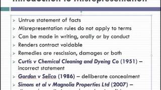 Misrepresentation Lecture 1 of 4 [upl. by Lledniw363]