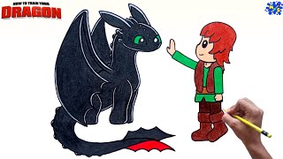 Hiccup and toothless Pencil Drawing  Step By Step Tutorial [upl. by Haneekas46]