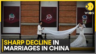 Chinas Marriage Rate Crash to Record Low  World News  WION [upl. by Norret]